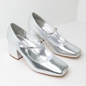 Steve Madden Silver Block Heel Shoes